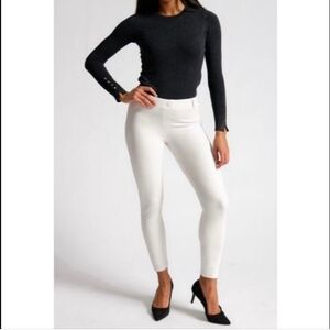 Betabrand Cream Off White Twill Skinny Yoga Pants Size XL Short Petite NWOT